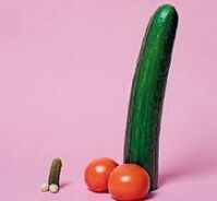 Big and small penis size using vegetables as an example.