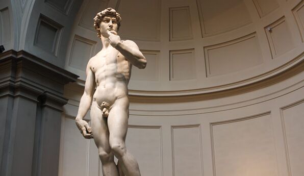 The naked sculpture symbolizes penis enlargement.